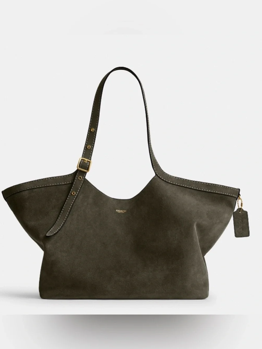 🤍New Coach Gramercy Tote in Olive Green Suede